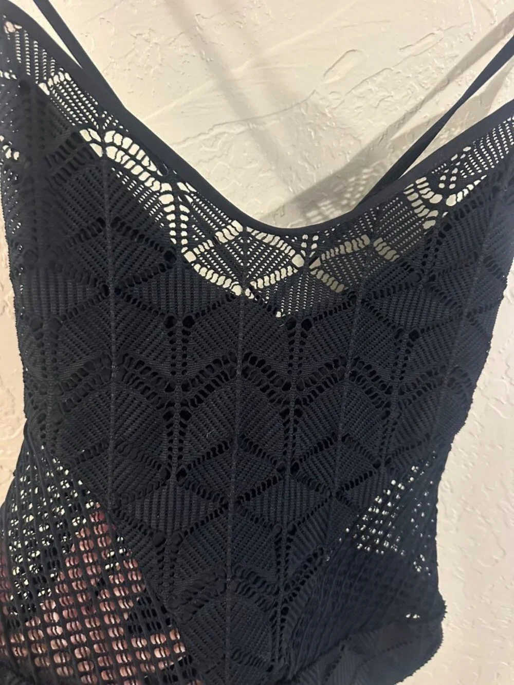 La Blanca Power Couple Crochet High Neck Cutout Sheer One Piece Swimsuit